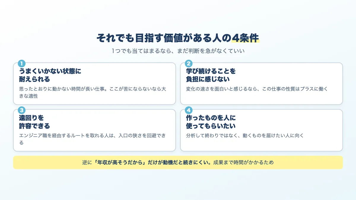 それでもAIエンジニアを目指す価値がある人の4つの条件