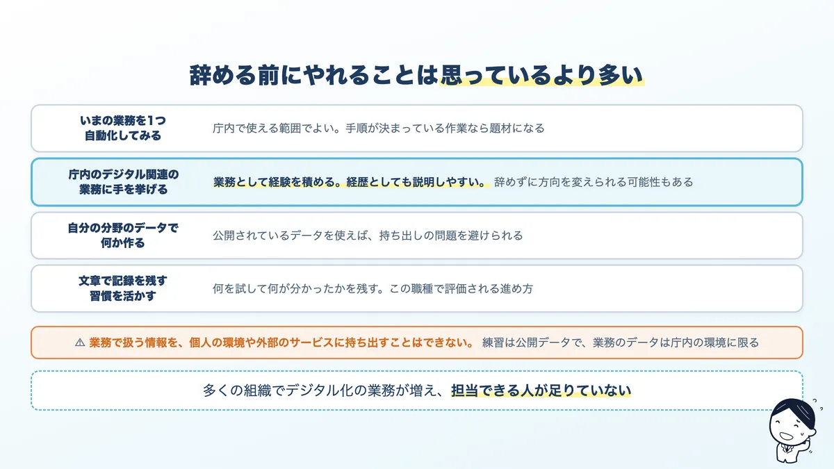公務員が在職中にできる4つの準備